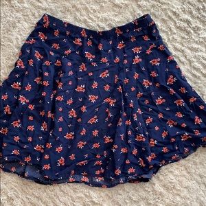 Navy Skirt with Flowers